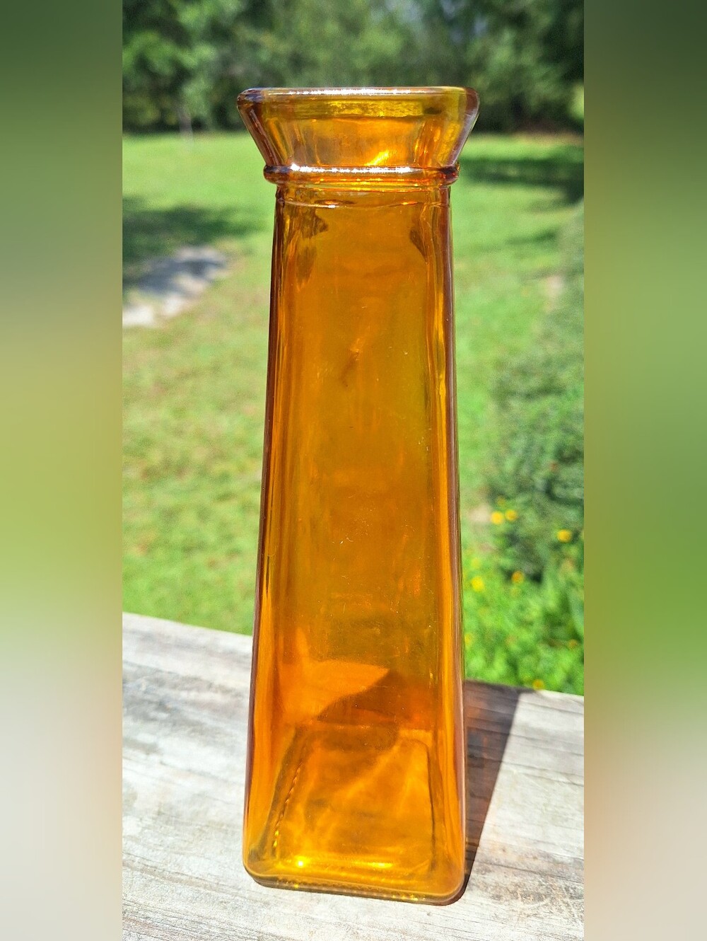 Source Unknown Amber Tapered Glass Vase